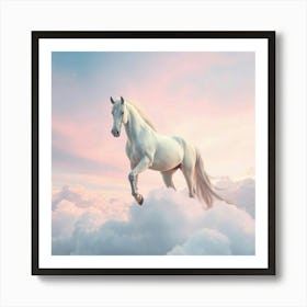 White Horse In The Clouds 3 Art Print