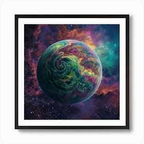 Psychedelic Earth With A Milky Way Art Print