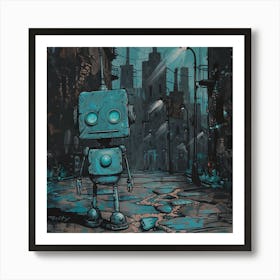 Robot On The Street 1 Art Print