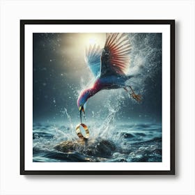 Bird Catches A Ring Art Print