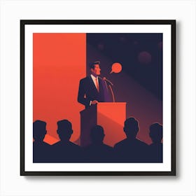 Silhouette Of A Man Giving A Speech Art Print