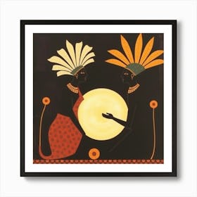 Two Women With A Moon Art Print