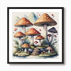 Watercolor Mushrooms 1 Art Print