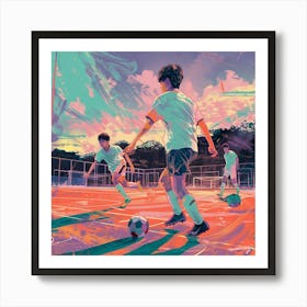 Soccer Players Playing Soccer Poster