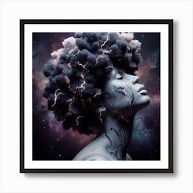 Woman With Lightning In Her Hair Art Print