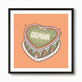 Gemini Heart Cake Art Print