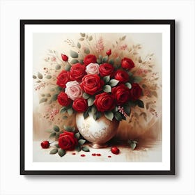 Roses In A Vase Art Print