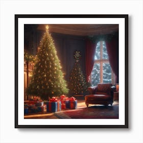 Christmas Tree In The Living Room 28 Art Print