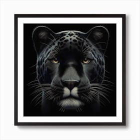 Black Jaguar portrait on black background Art Print