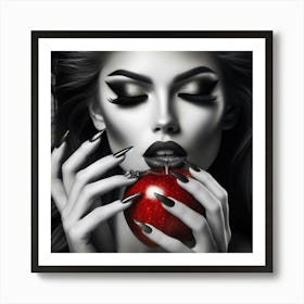 Sexy Woman With Red Apple Art Print