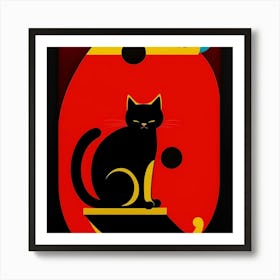 Cat On A Sled Art Print