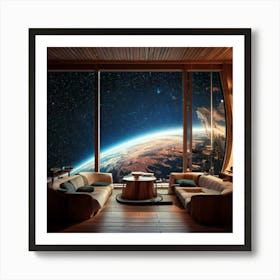 Firefly Nordic Style, Coffee Shop, Spaceship, Galley, Galaxy, Hyper Realistic, Futuristic, Scandinav Art Print