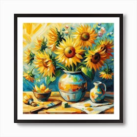 Sunflowers In A Vase 3 Art Print