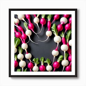 Radishes In A Heart Shape Art Print