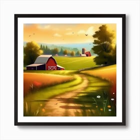Peaceful Farm Meadow Landscape (49) Art Print