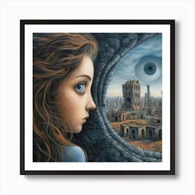 Girl Looking Out Of A Window Art Print