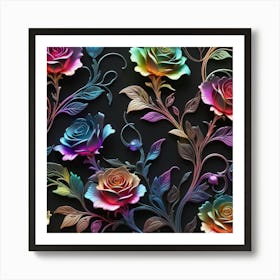 Rainbow Roses Art Print