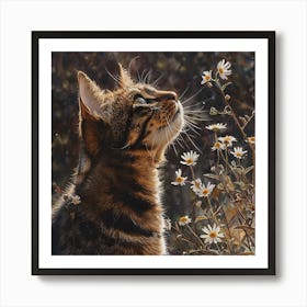 Lena1987 A Watercolor Illustration Of A Cat With Flowers In T 2c38dadc B637 4b91 96d0 5887660cb394 0 Art Print