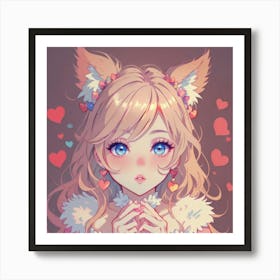 Cute Girl With Fur Coat(1) Art Print