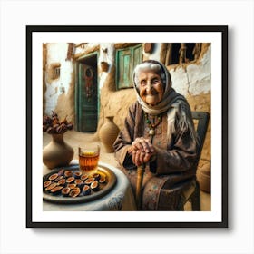 Old palastinian old woman With Figs Art Print