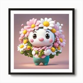 Daisy Girl - Flowers - 3D Anime Art Print