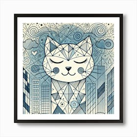 Veilstripe City Cat Art Print