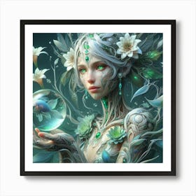 Flora And Fauna Girl Art Print