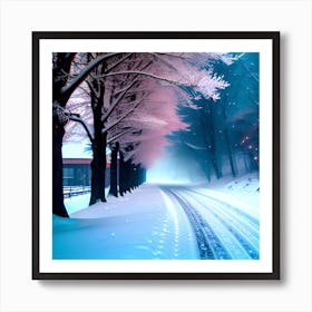 Snowy Road Art Print