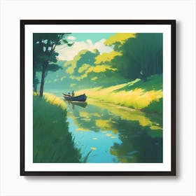 Boat On A River 4 Art Print
