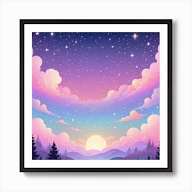 Sky With Twinkling Stars In Pastel Colors Square Composition 66 Art Print