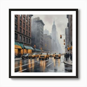 Rush Hour in New York City Taxis Art Print