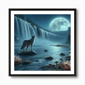 Wolf On A Rock Art Print