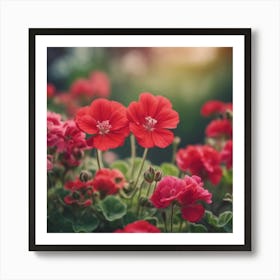 Red Geraniums Poster