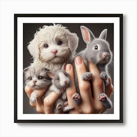 Small Pets In Hands Art Print