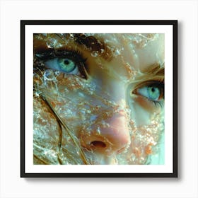 Woman'S Face Covered In Water Art Print