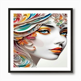 Bello Perfil De Mujer Ficticio Art Print