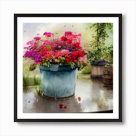 Watercolor Greenhouse Flowers 39 Art Print