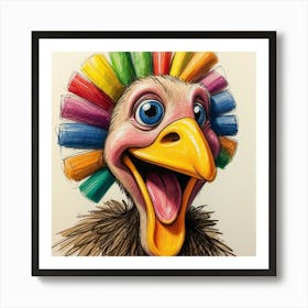 Turkey With Colored Pencils Art Print