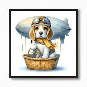 Beagle In A Hot Air Balloon Art Print