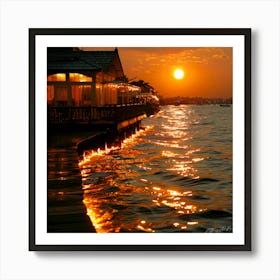 Lunar Tides - Sunset On Water Art Print