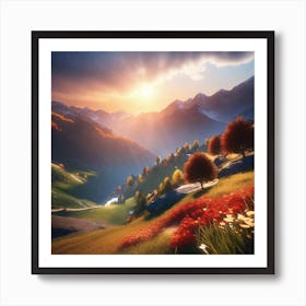 Sunset In The Mountains 56 Art Print