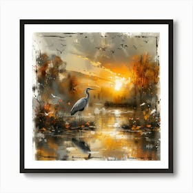 Lena1987 A Watercolor Illustration Of A Heron With Flowers In 02aedb86 486d 44fb 9ead E422d7ff79aa 3 Art Print