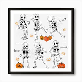 Dancing Skeletons Funny Halloween Costume Art Print