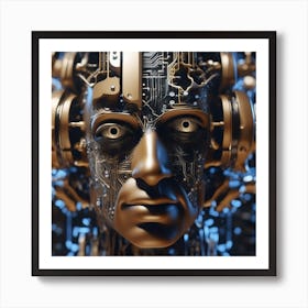 3d Rendering Of A Robot Head Art Print