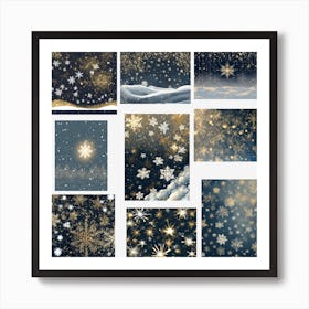 Snowflakes Collection, Christmas Tree art, Christmas Tree, Christmas vector art, Vector Art, Christmas art, Christmas, collage, collage art Art Print