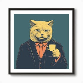 Cat In Business Suit 1 Art Print