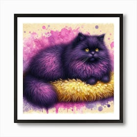 Purple Persian Cat Art Print