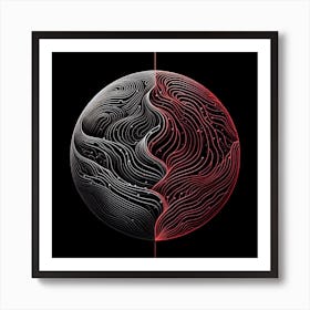 amoled line , Black and Red , black background 2 Art Print