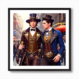 Steampunk Couple Art Print