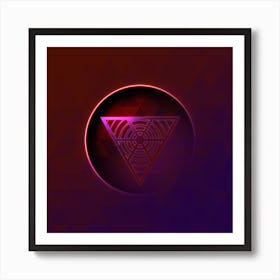 Geometric Neon Glyph on Jewel Tone Triangle Pattern 474 Art Print